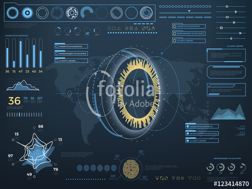 500x375 Future Concept Virtual Touch User Interface Hud. Vector