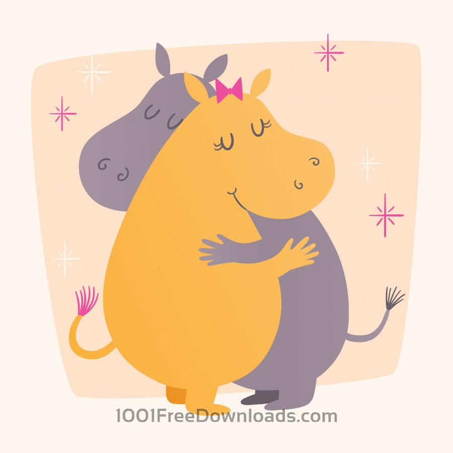 900x900 Free Vectors Vector Illustration With Cute Hippos Hugging Valentine