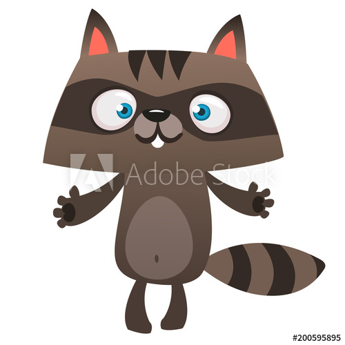 500x500 Funny Cartoon Raccoon Giving A Hug. Vector Illustration Of Small
