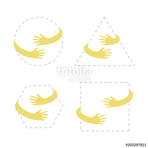 500x500 Geometric Shapes With Hand Embrace. Logo With Hug. Vector