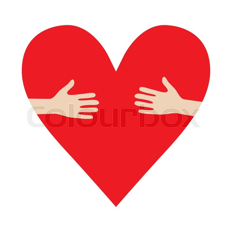 800x800 Heart In Hands Hug Vector Donation Encourage Illustration Stock