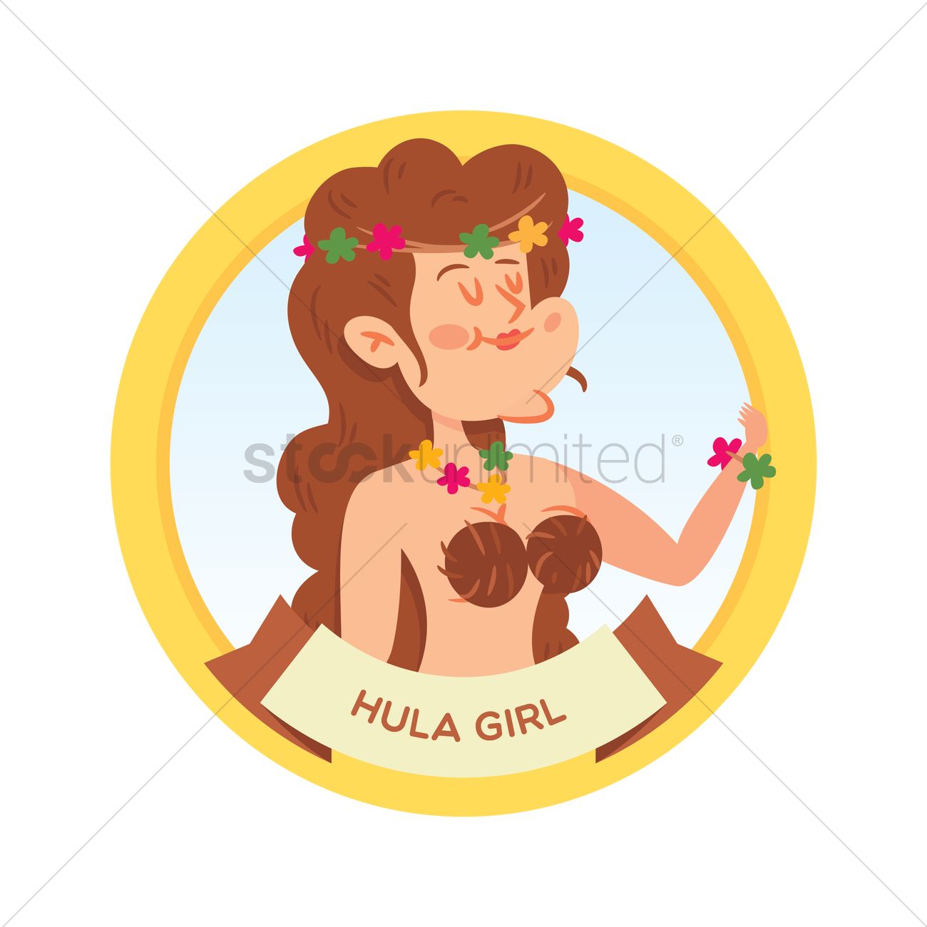 1300x1300 Hula Girl Vector Image