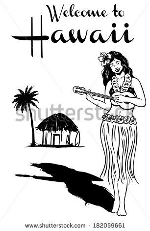 306x470 Hula Girl Playing Ukulele, Vector