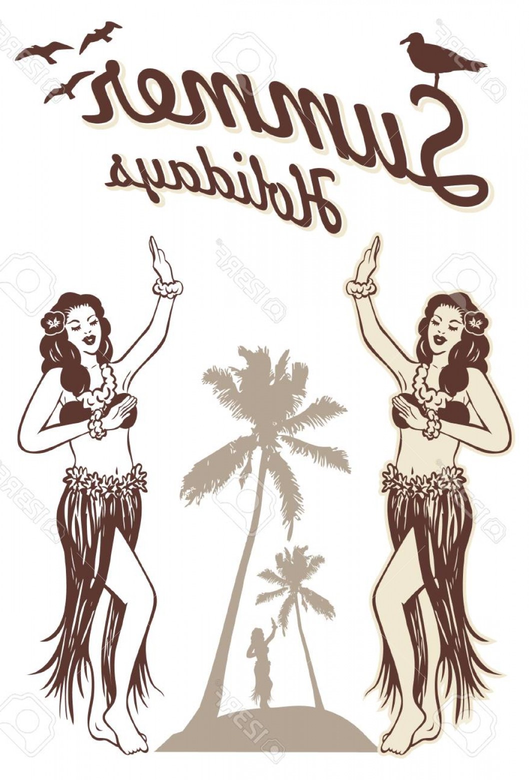 1058x1560 Photostock Vector Vector Illustration Of Hawaiian Hula Girl