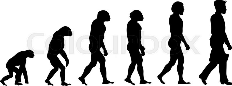 800x298 Silhouette Progress Man Evolution. Vector Illustration Isolated