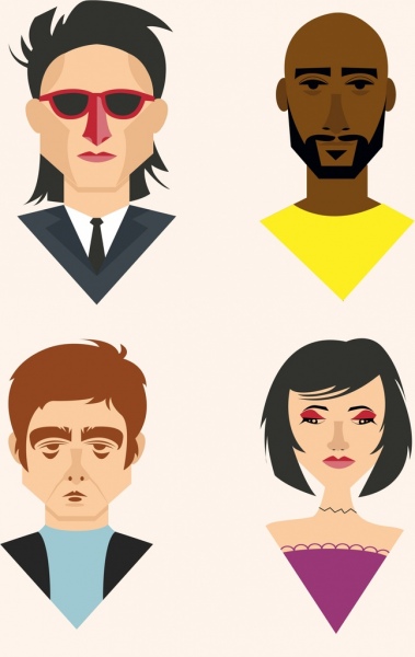 379x600 Human Face Icons Colored Portrait Design Free Vector In Adobe