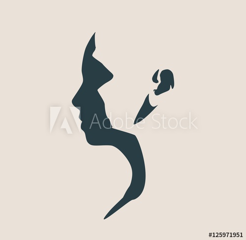 500x488 Human Head Silhouette. Face Side View. Elegant Silhouette Of Part