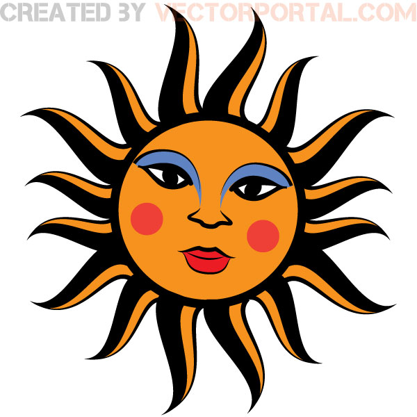 600x600 Sun With Human Face Vector Clip Art By Vectorportal