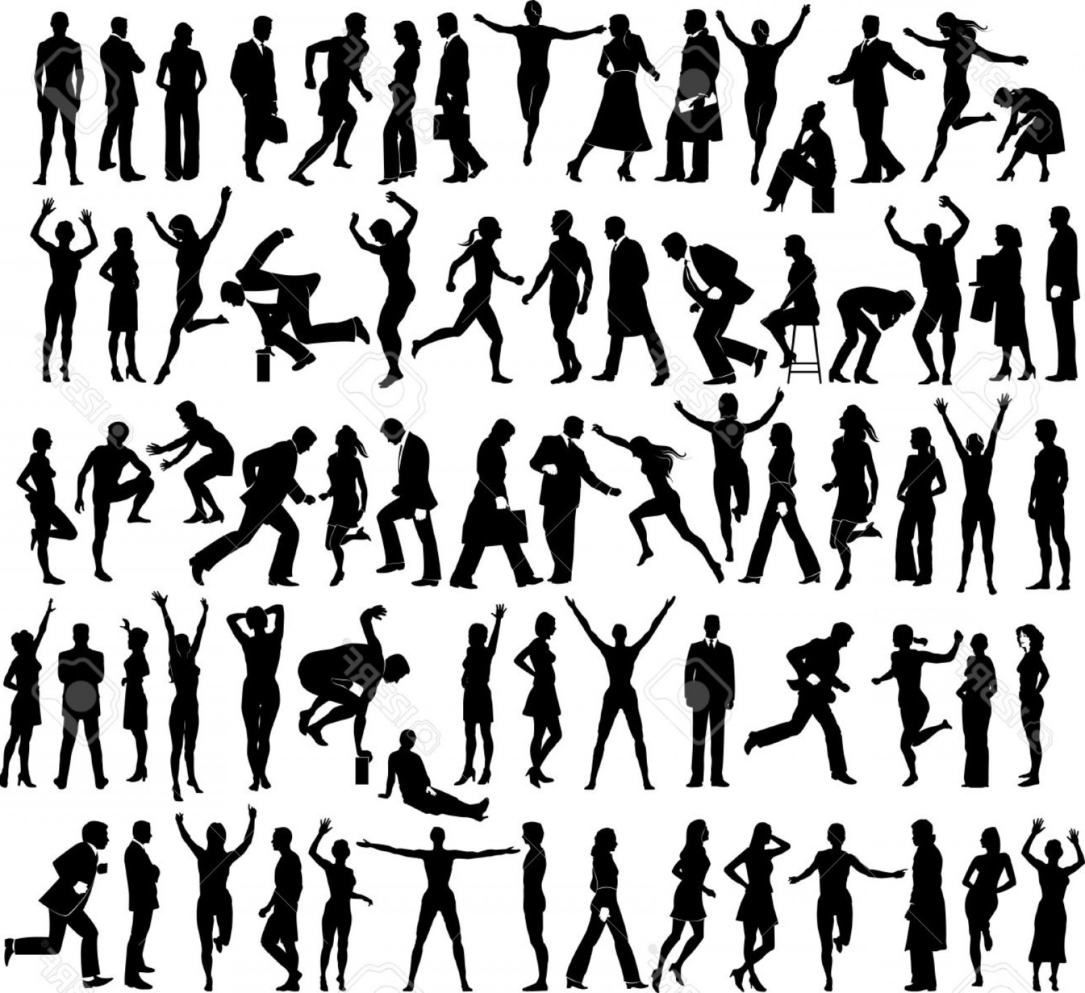 1560x1429 Photo Human Figure Silhouettes In Different Actions Also Available