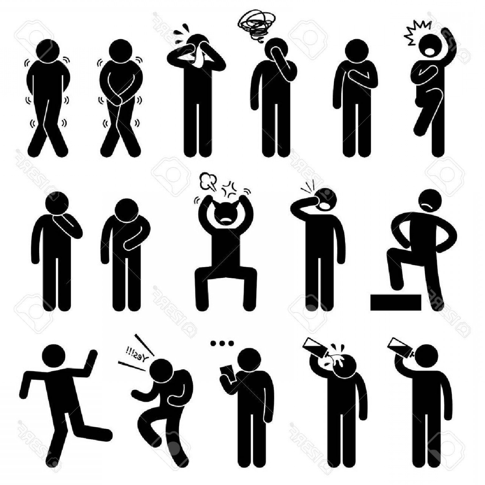 1560x1560 Photostock Vector Human Action Poses Postures Stick Figure