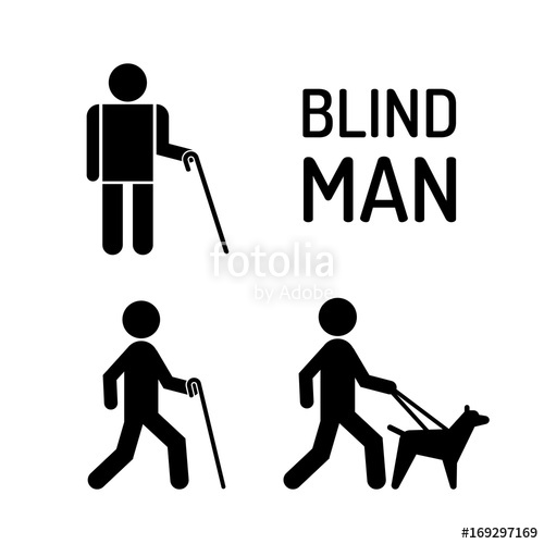 500x500 Set Of Icons Stick Figure With Blind People, The Silhouette Of A