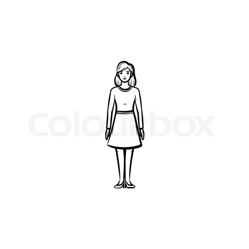 800x800 Woman Person, Human Figure Hand Drawn Outline Doodle Vector Icon