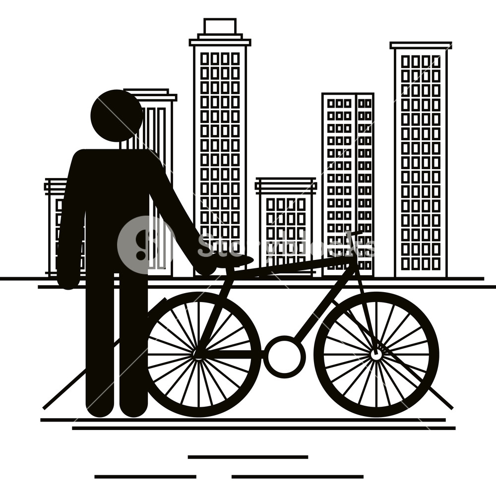 1000x1000 Bicycle Vehicle With Human Figure Vector Illustration Design