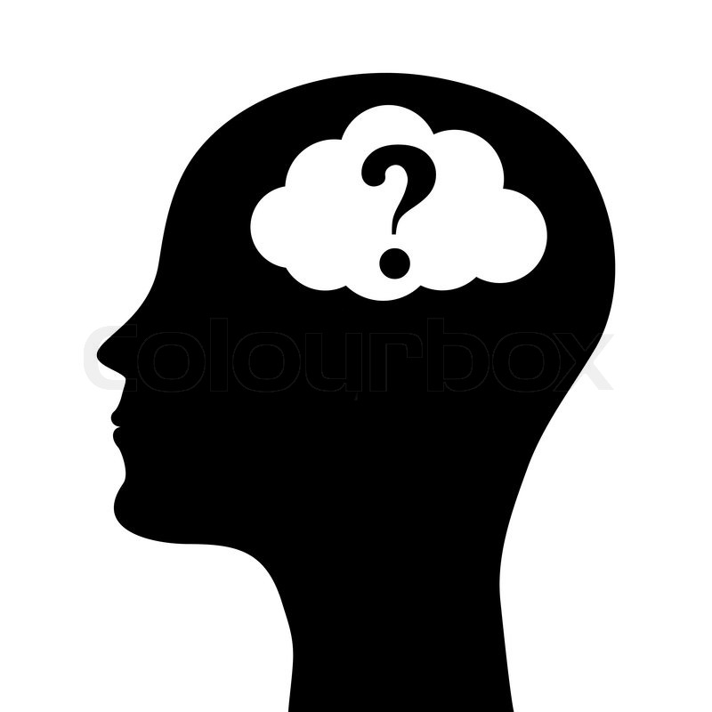 800x800 Human Head Silhouette With A Question Mark. Vector Stock Vector