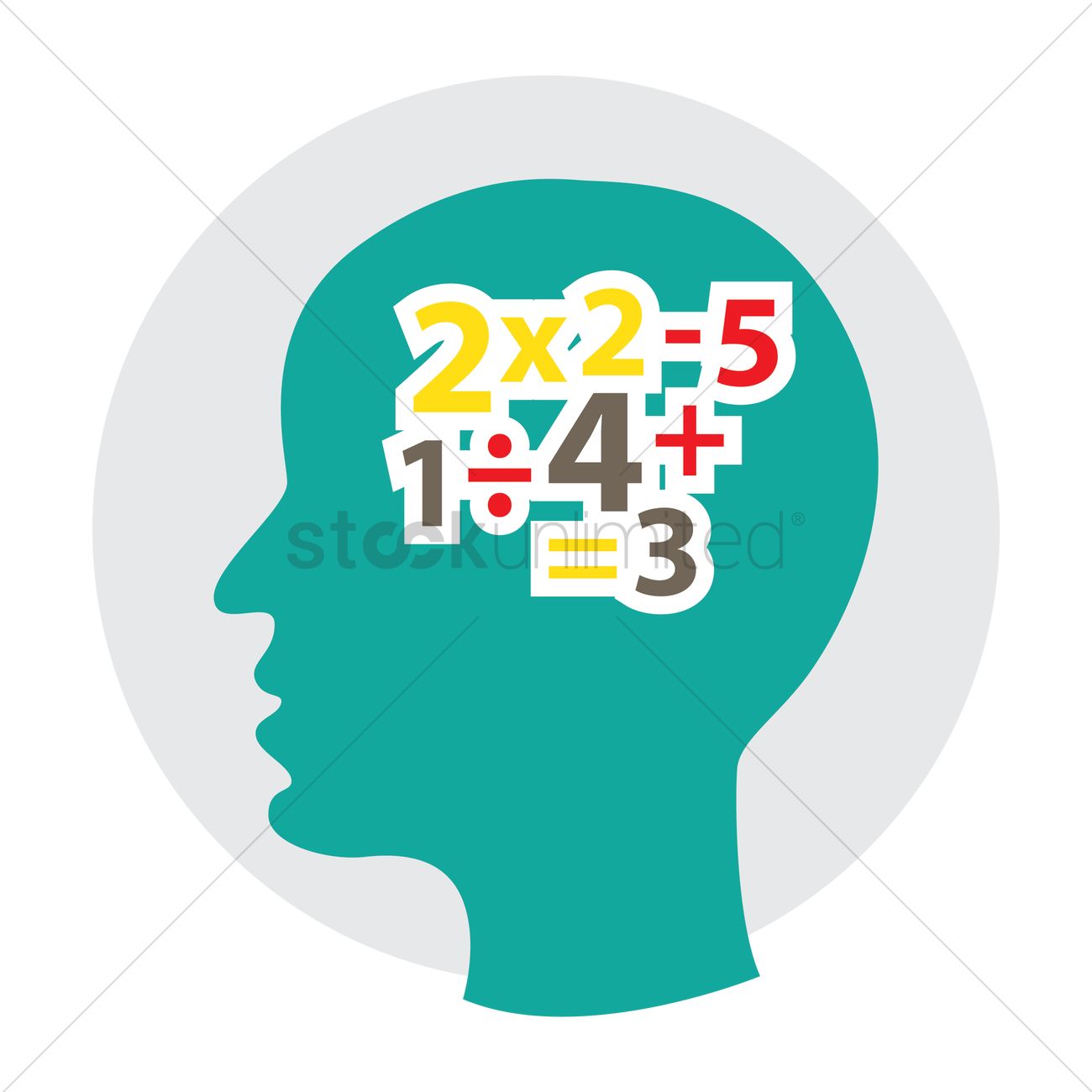 1300x1300 Human Head With Maths Equation Vector Image