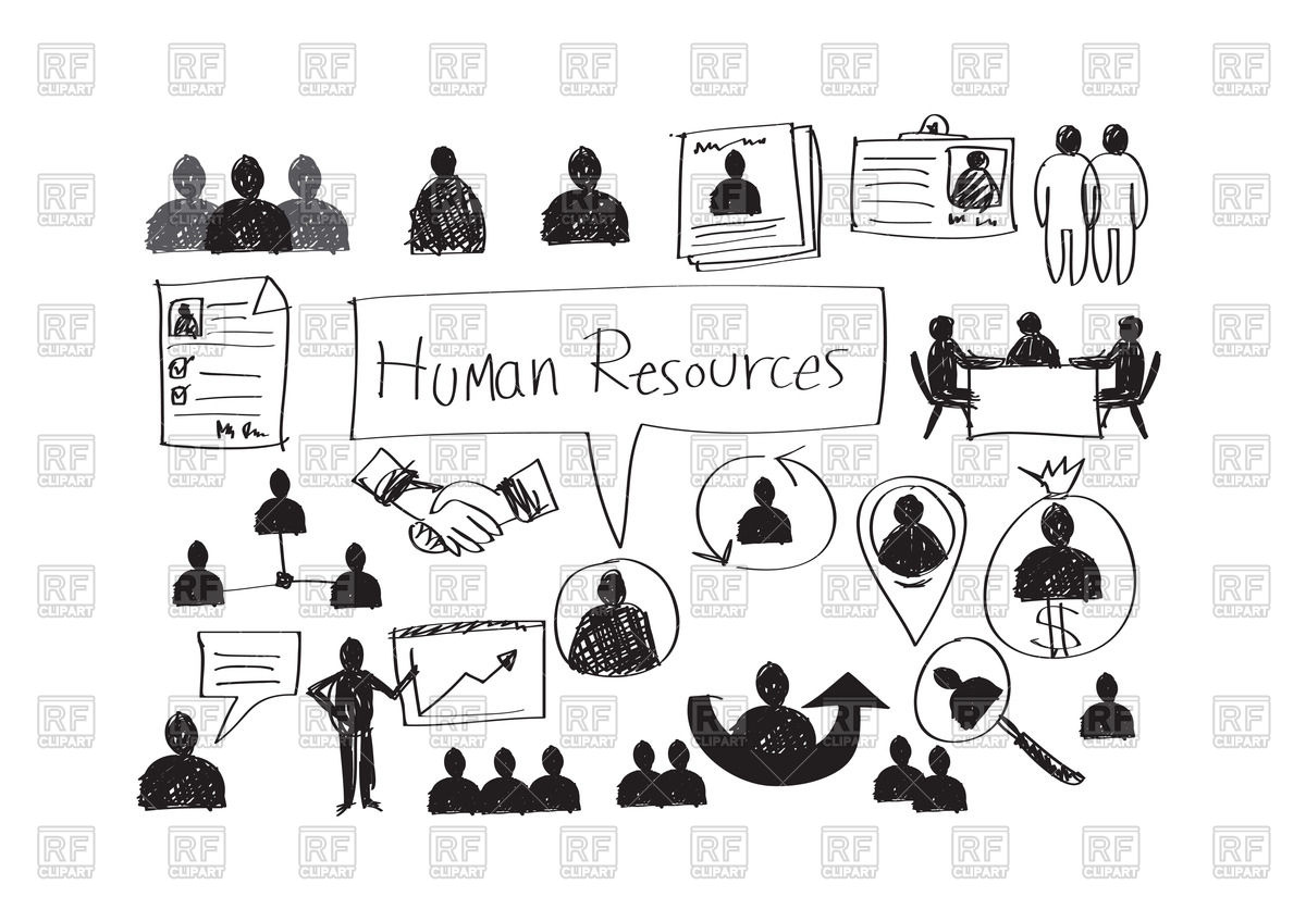 1200x848 Human Resources And Management Icons In Hand Drawn Style Vector