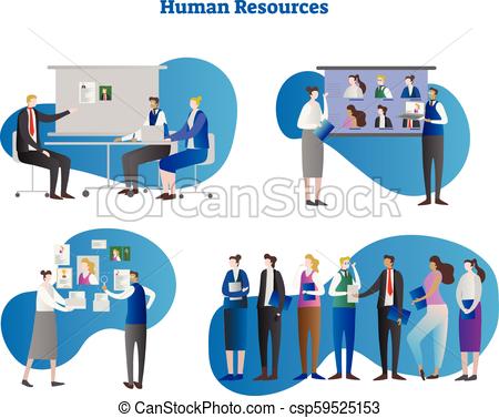 450x377 Human Resources Vector Illustration Collection Set. People