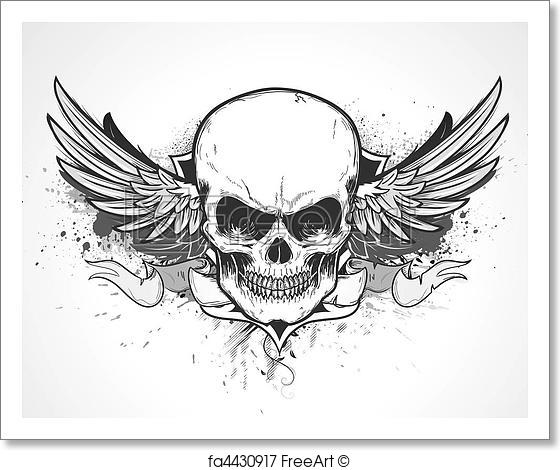 560x470 Free Art Print Of Human Skull. Vector Illustration Of Double