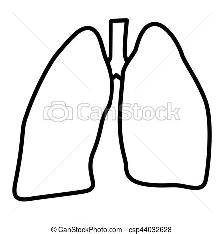 450x470 Human Lungs Symbol. Vector Linear Thin Line Illustration.