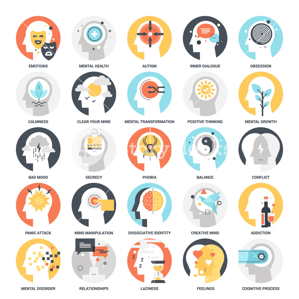 1000x1000 Modern Flat Vector Illustration Of Human Psychology Icon Design