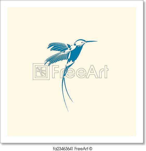 561x581 Free Art Print Of Silhouette Of Hummingbird. Silhouette Of