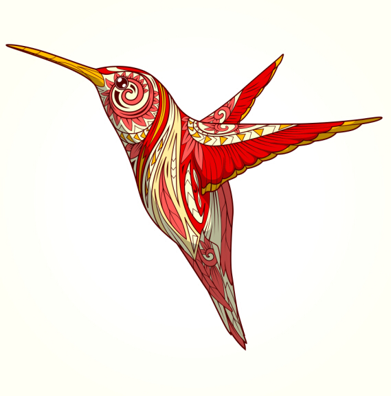 569x577 Floral Pattern Hummingbird Vector 02 Free Download