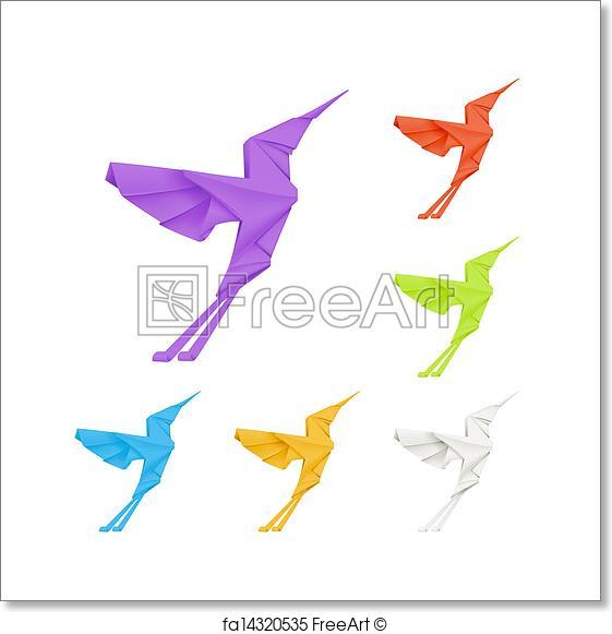 561x581 Free Art Print Of Origami Hummingbirds, Vector Set Freeart