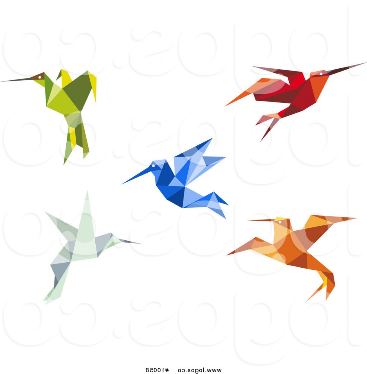 1228x1252 Royalty Free Vector Of Origami Hummingbird Logos By Vector
