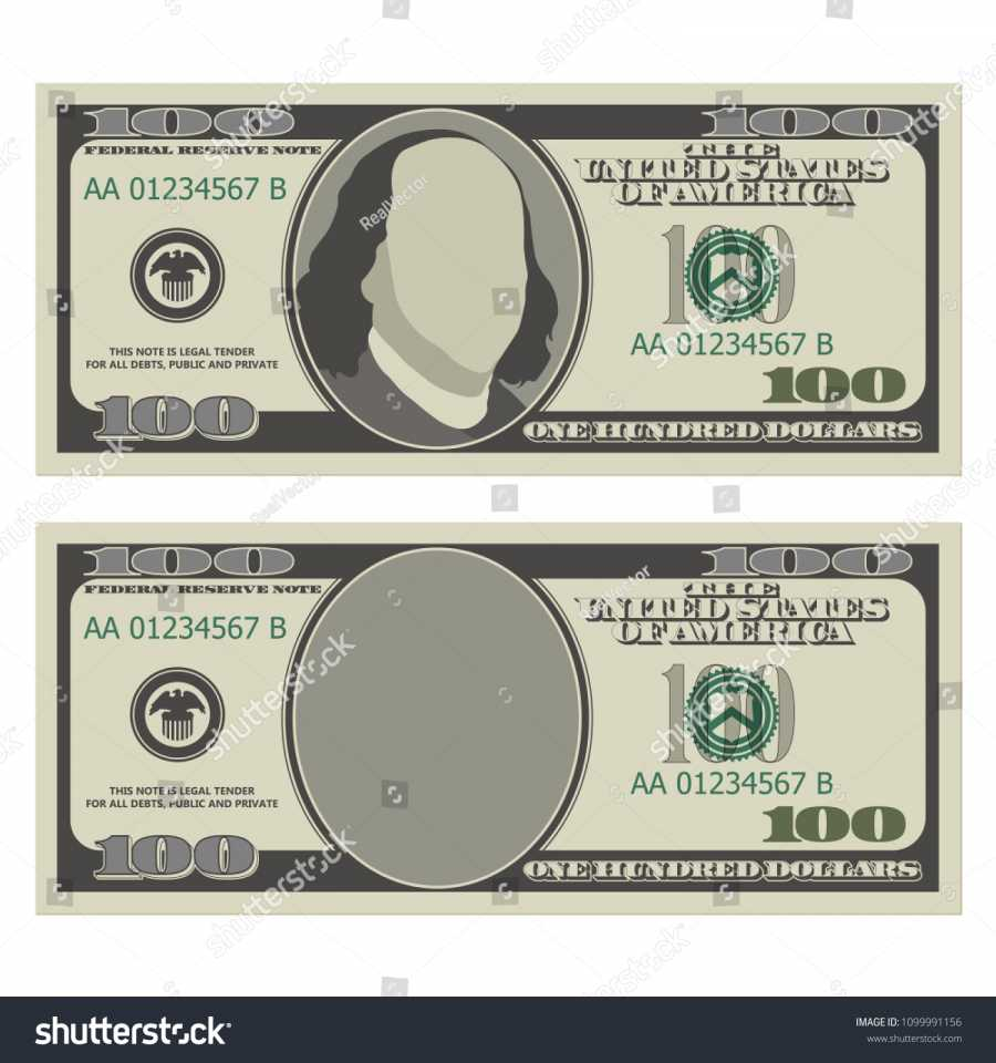 900x960 One Hundred Dollar Bill Design Template Stock Vector 1099991156