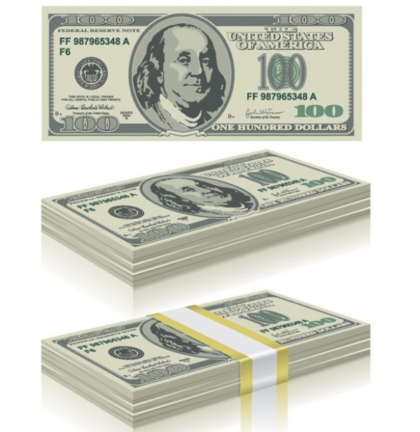 600x616 Stacks Of Hundred Dollar Bills Vector Graphics