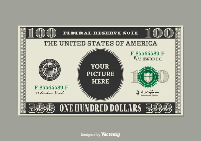 700x490 100 Dollar Bill Vector Template