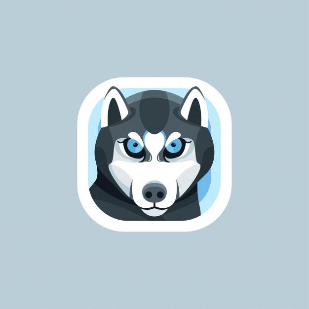 626x626 Cute Husky App Icons Logo Vector Vector Premium Download