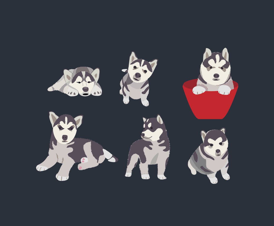 1136x936 Husky Puppies Vector Vector Art Amp Graphics