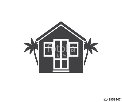 500x417 Summer Bungalow Icon In Outline Design. Beach Hut Logotype