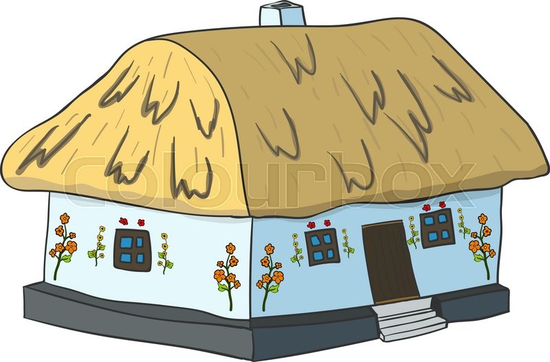 800x527 Vector Illustration Of Ukrainian Hut Image. The Symbol Of The