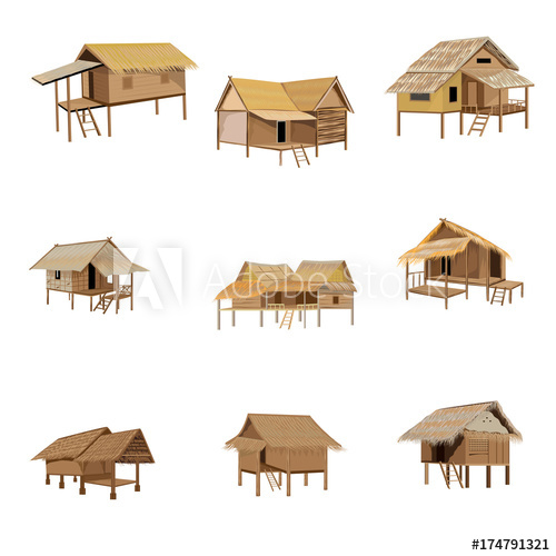 500x500 Roof Straw Hut Vector Design