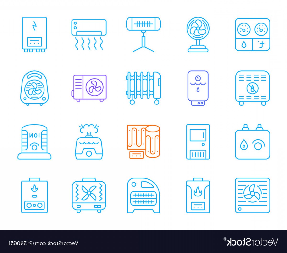 1200x1056 Hvac Simple Color Line Icons Set Vector Orangiausa