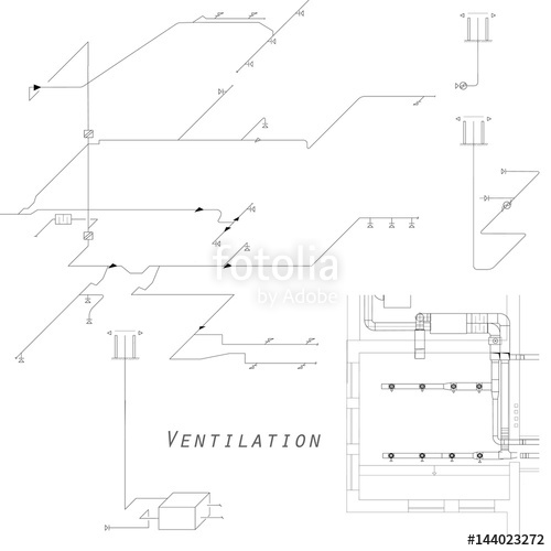 500x500 Axonometric View Of The Ventilation System. Vector Design For Hvac