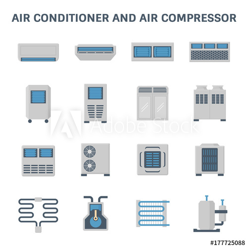 500x500 Vector Icon Of Air Conditioner And Air Compressor Part Of Hvac