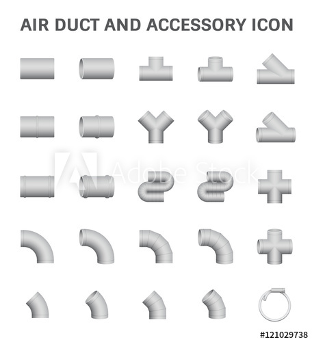 456x500 Vector Icon Of Air Duct And Accessory For Air Conditioning Or Hvac