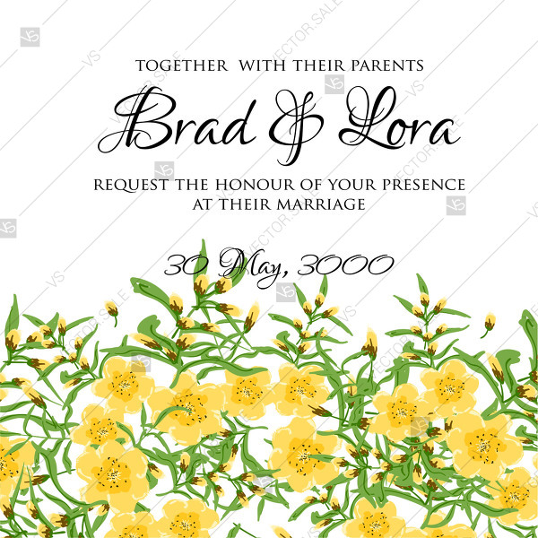 600x600 Yellow Rustic Ornament Floral Hydrangea Vector Marriage Invitation