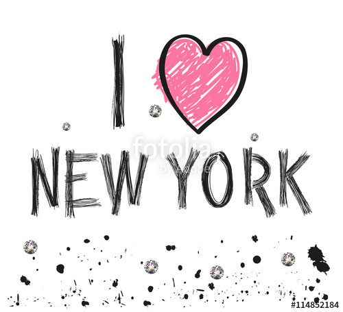 500x455 I Love New York Hand Drawn Letter With Sparkling Dots And Paint