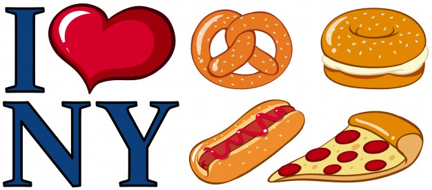 626x275 Different Food And I Love New York Sign Illustration Vector Free