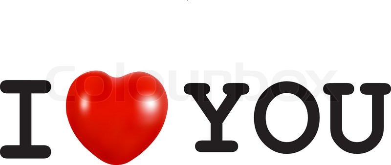 800x338 I Love You Concept With A Red Heart. Vector. Stock Vector