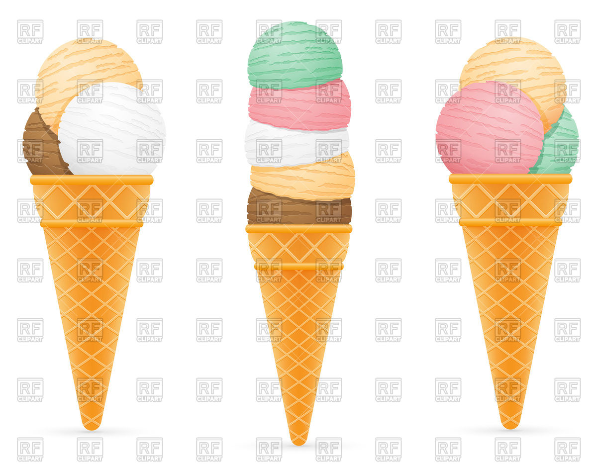 1200x933 Set Of Ice Cream Balls In Waffle Cone Vector Image Vector