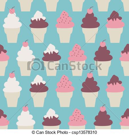450x470 Ice Cream Cones Background. Seamless Pattern With Ice Cream Cones