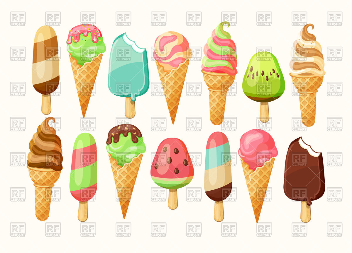 1200x864 Ice Cream On Stick And Ice Cream Cone Set Vector Image Vector