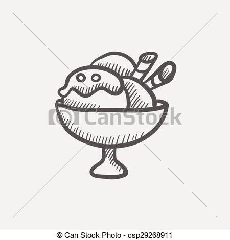 450x470 Ice Cream On Cup Sketch Icon For Web And Mobile. Hand Drawn Vector