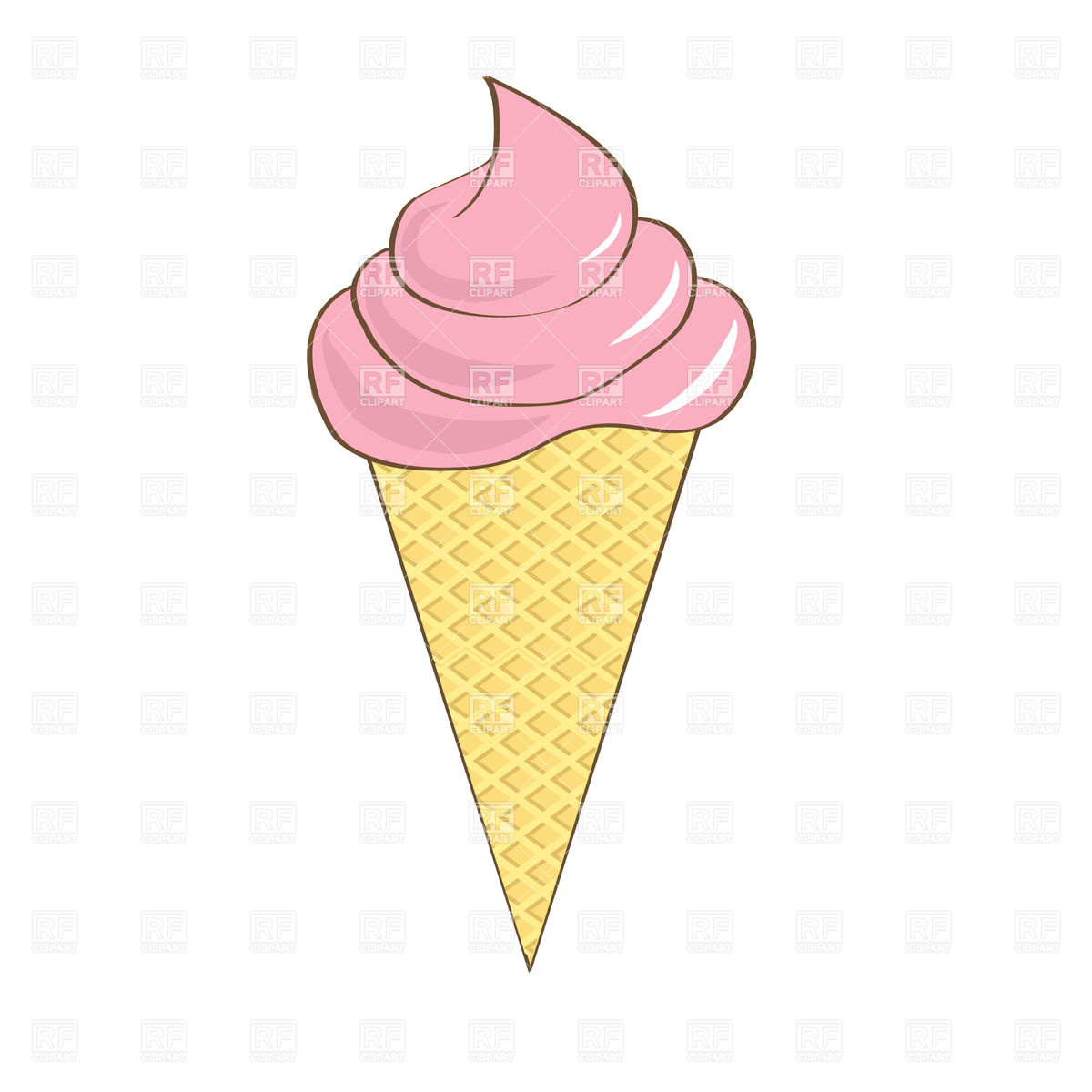 1200x1200 Pink Cone Soft Serve Ice Cream In Waffle Cup Vector Image Vector