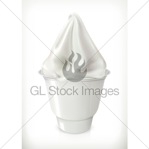 500x500 Soft Ice Cream In The Cup, Vector Icon Isolated On White Gl